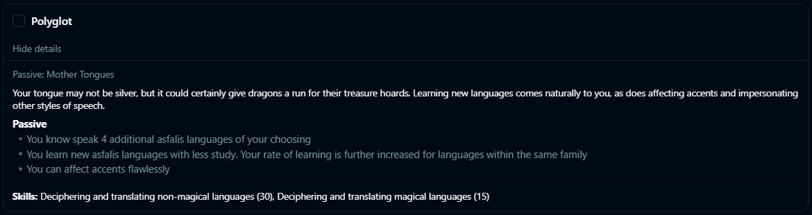 The Polyglot trait block