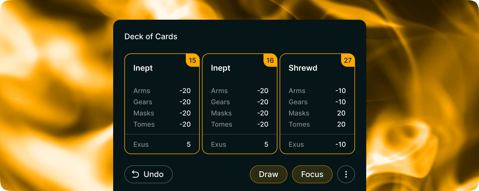 Ability Card Slots and Center Action